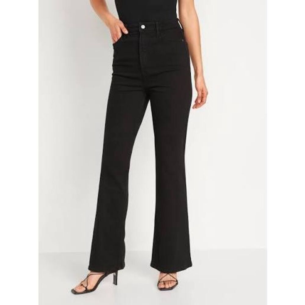 Womens Old Navy Higher High Waisted Black Flare Jeans in Moonshade - Sz 16